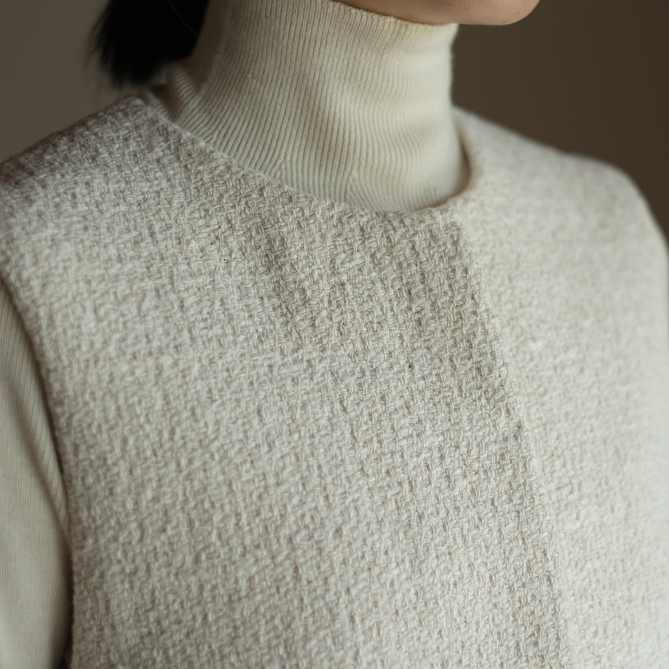 ほこ［プロフ必読］ えみおわす ヒマラヤウールのベスト 手紡ぎ手編み