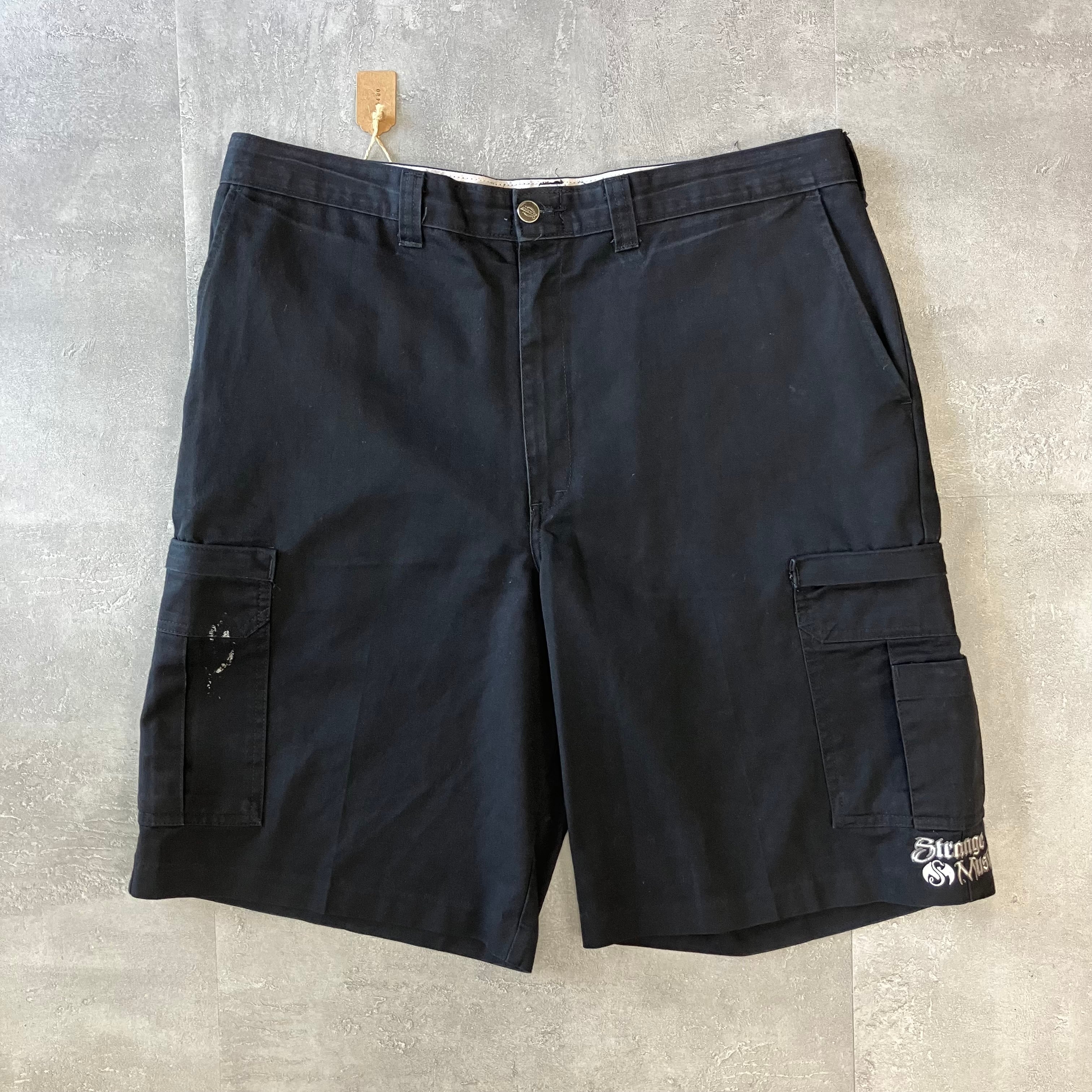 《実寸w37》Dickies ディッキーズ ハーフパンツ カーゴショーツ ブラック 刺繍 No.3067