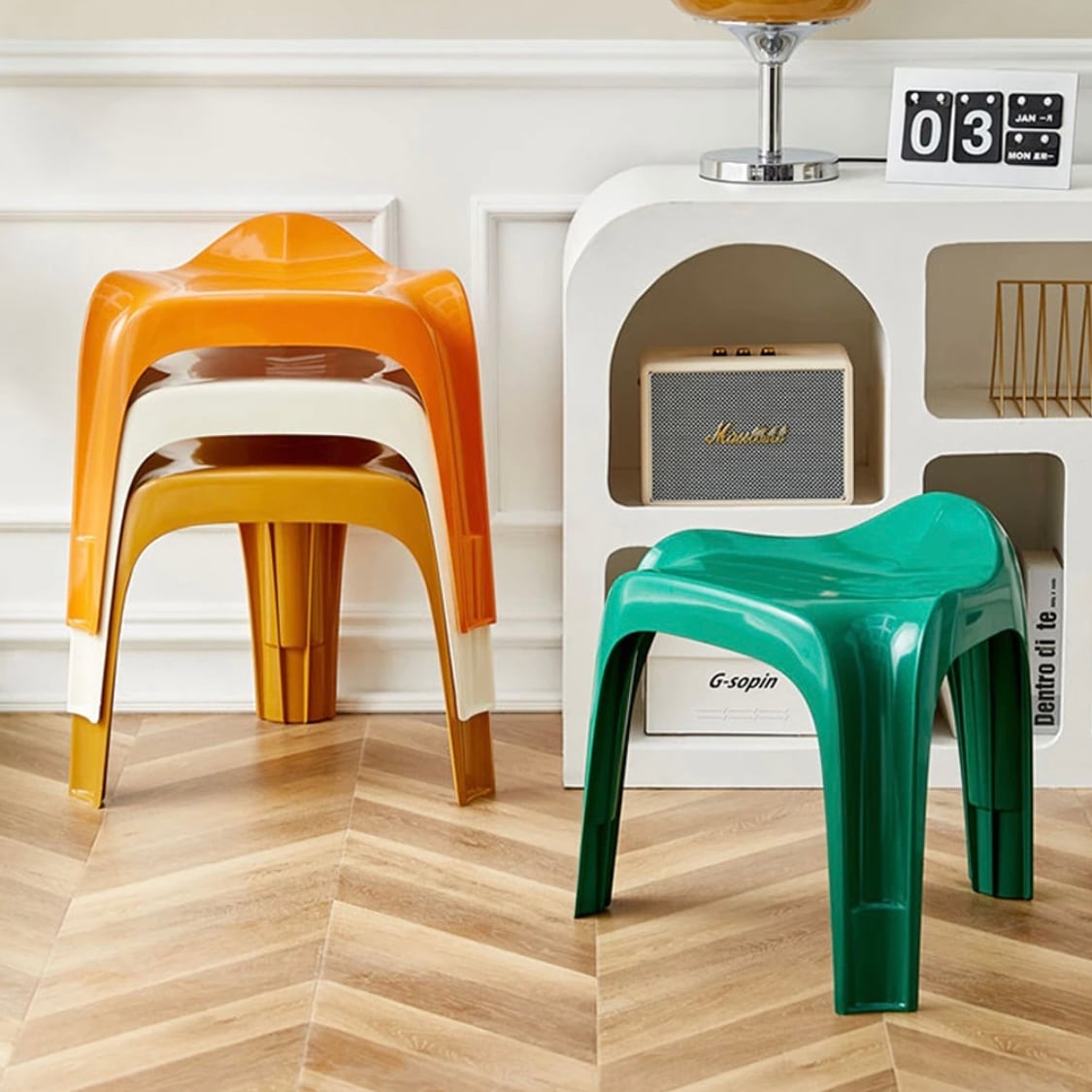 サイコロ型 ビンテージスツール オレンジ 【公式通販】