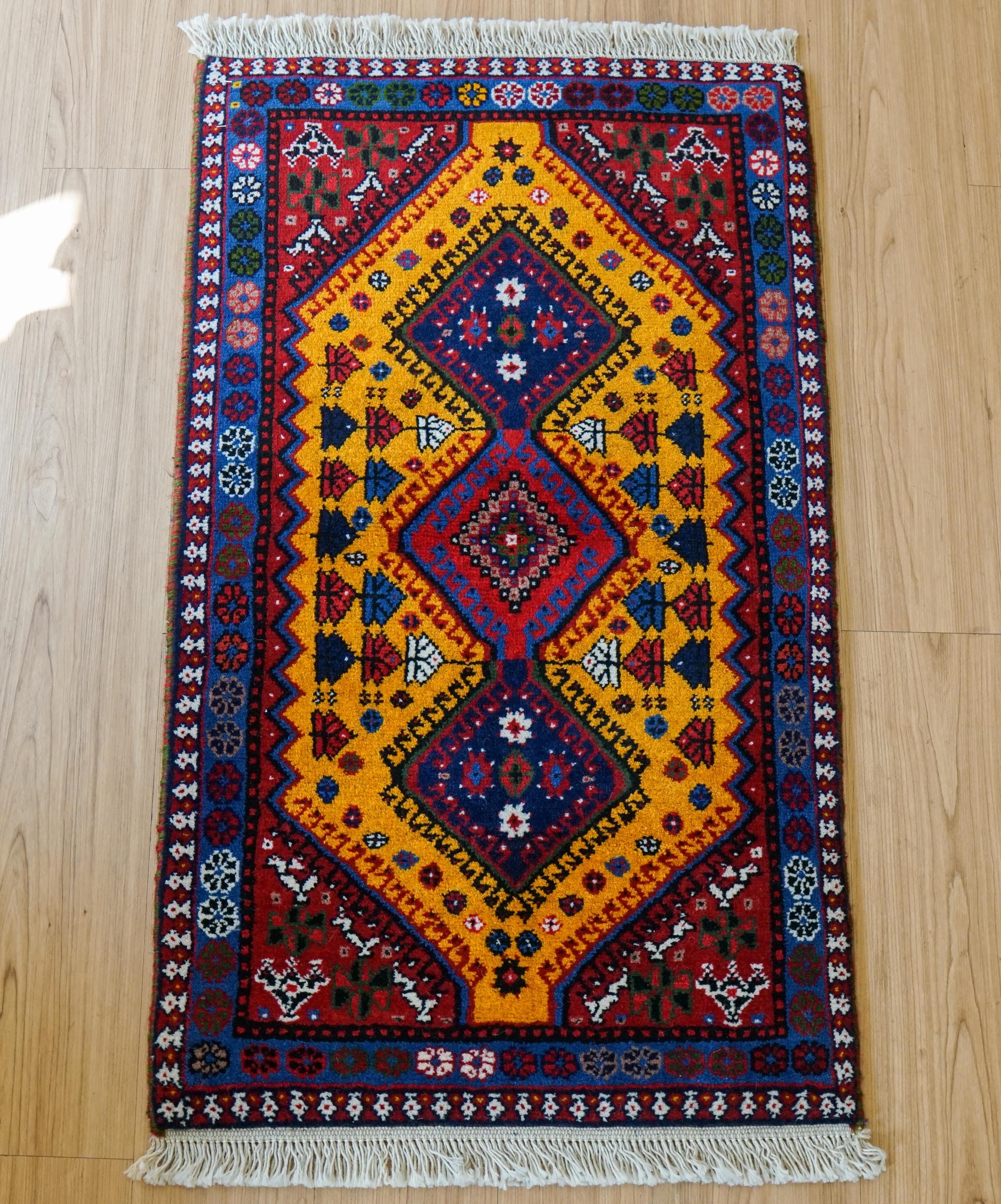 ペルシャ絨毯 トルクメン 61×50cm ウール＆シルク 手織りアートラグ ペルシャ トルクメン絨毯 61×50cm｜ウール＆シルク 手織りアートラグ