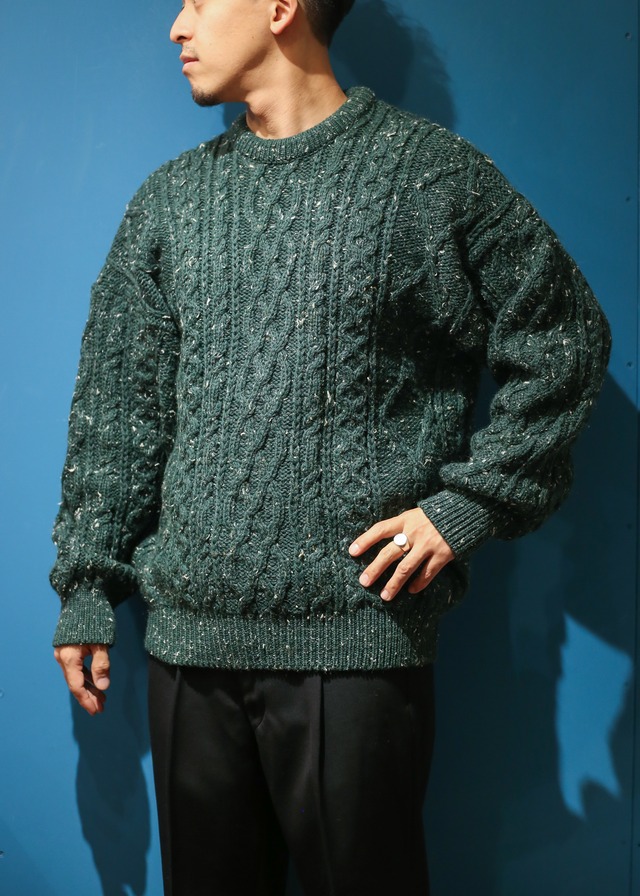 Aran craft green × white knit