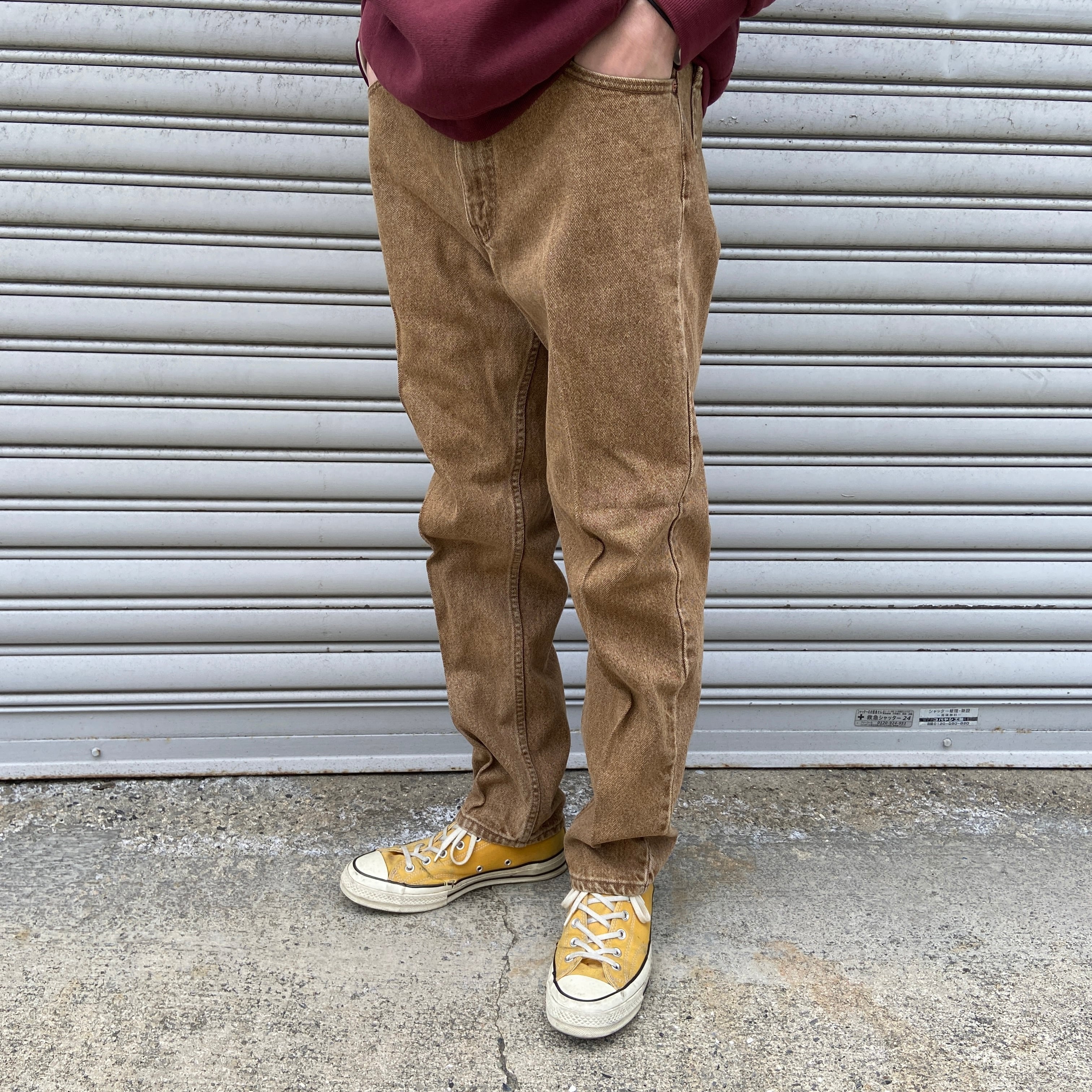 90s USA製 Levi's 550 センタープレスデニムパンツ 茶 W34 | 古着屋 Uan