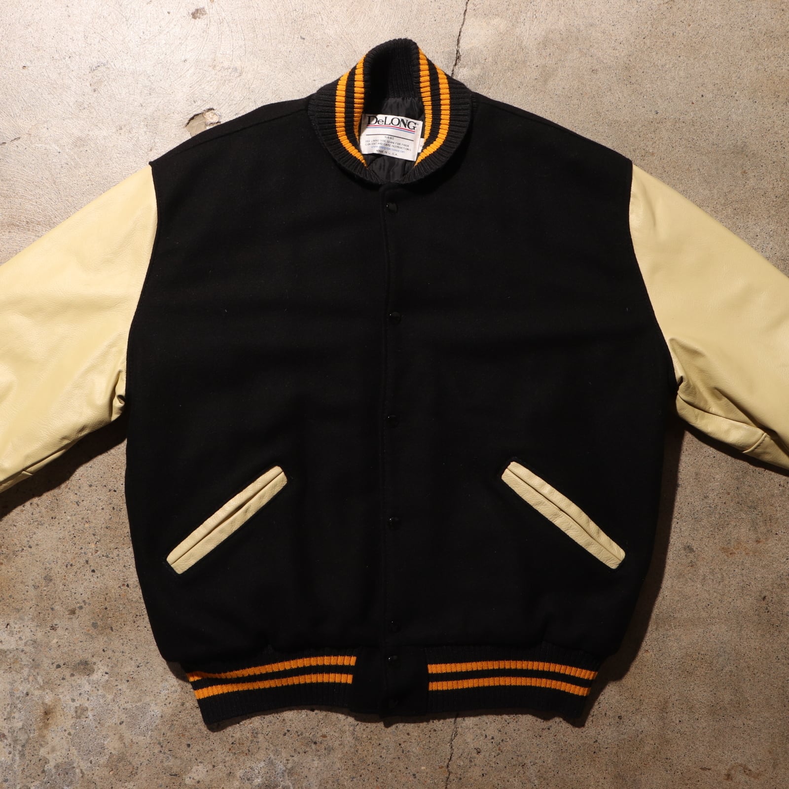 美品 XL USA 80s 90s DeLONG カウレザー ウール スタジャン 美品 XL USA 80s 90s DeLONG カウレザー ウール スタジャン