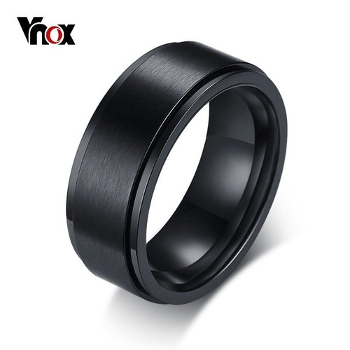 【送料無料】 メンズ リング 指輪 8mm 回転 ブラック ステンレス スピナー 40001128