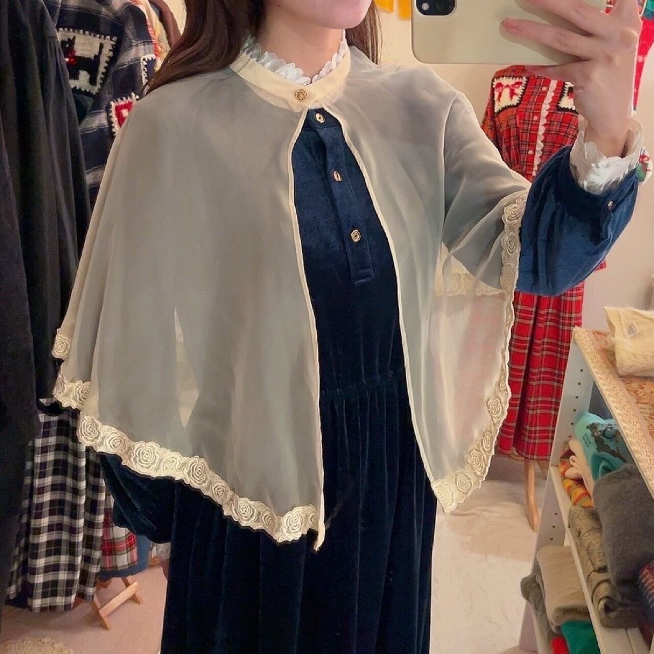 rose lace cream tulle cape