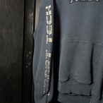 90s TOMMY JEANS プルオーバーパーカー　リフレクター　袖プリント　ネイビー　XL トミー
