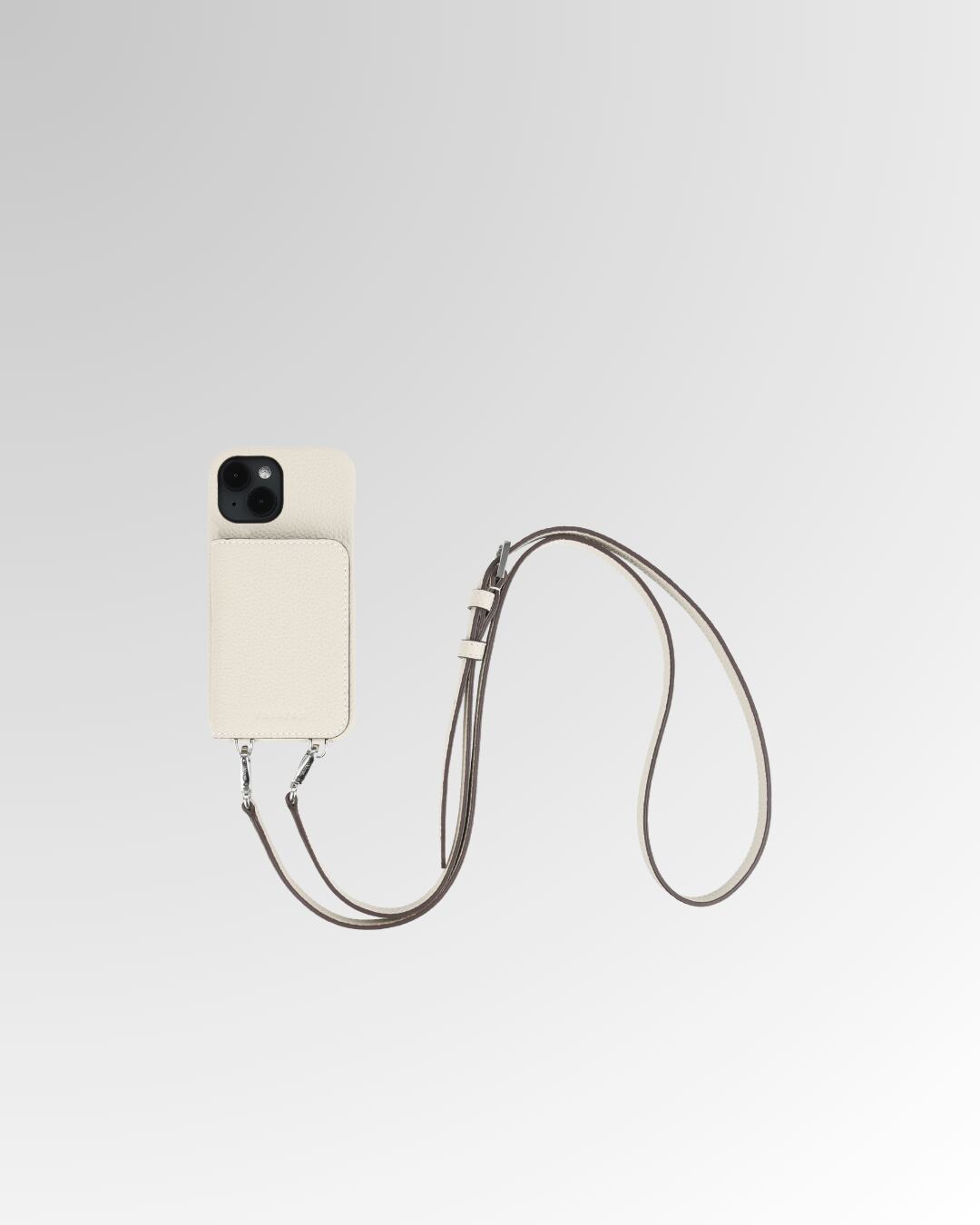 【iPhone15シリーズ】バックカバー型ケース ストラップ付 アイボリー