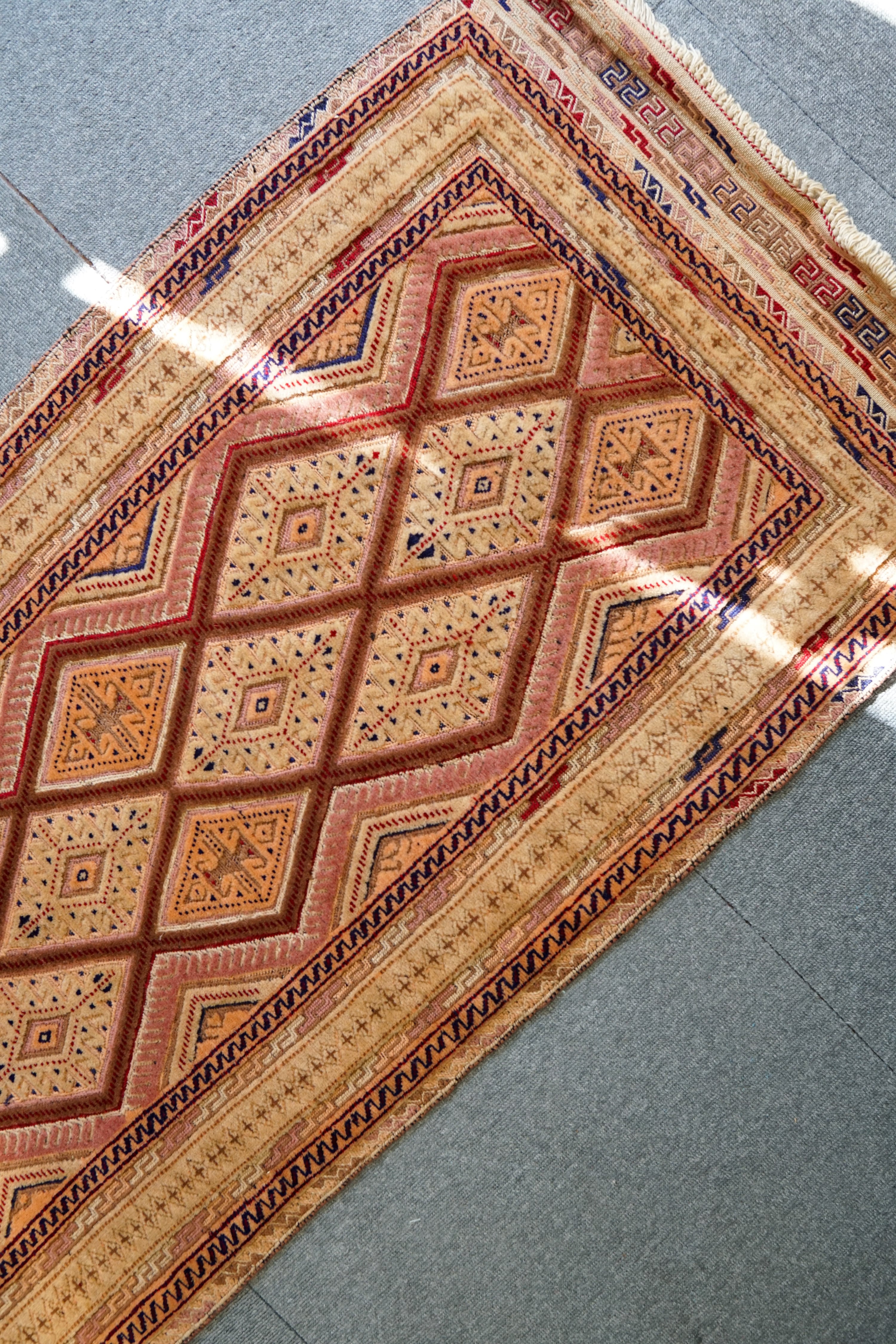 193×78cm【アフガン手織りキリム　ランナー】廊下敷き 手織り絨毯