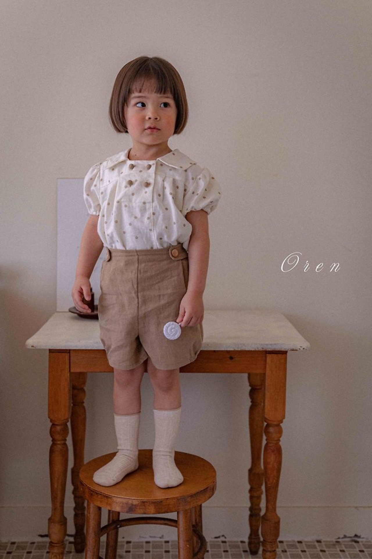 [Oren] Noah Double Button Set Bok Bebe / [오렌] 노아더블버튼상하복베베