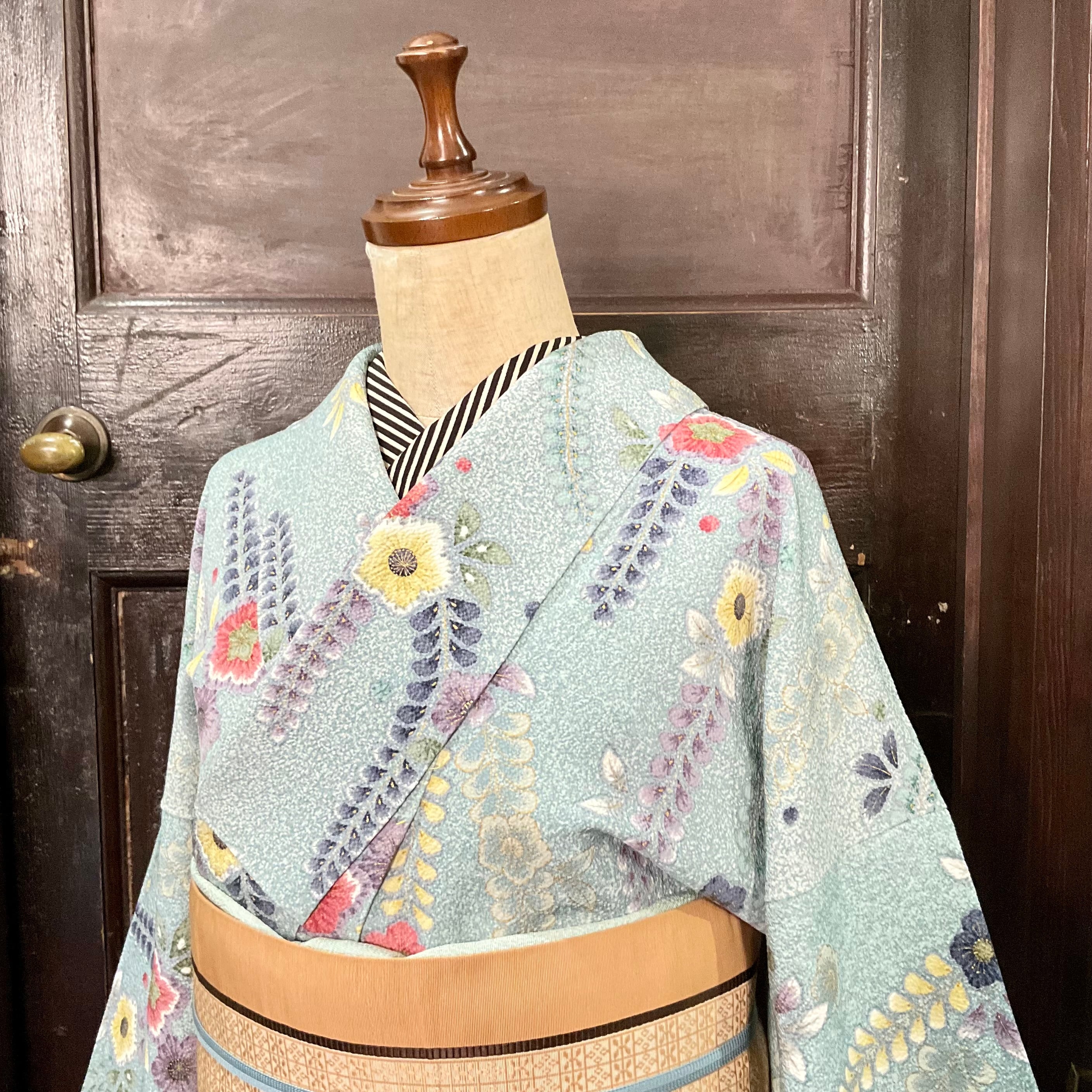 tall＊朝陽の中へ＊縮緬 辻が花風 小紋着物 A592 | kimono tento