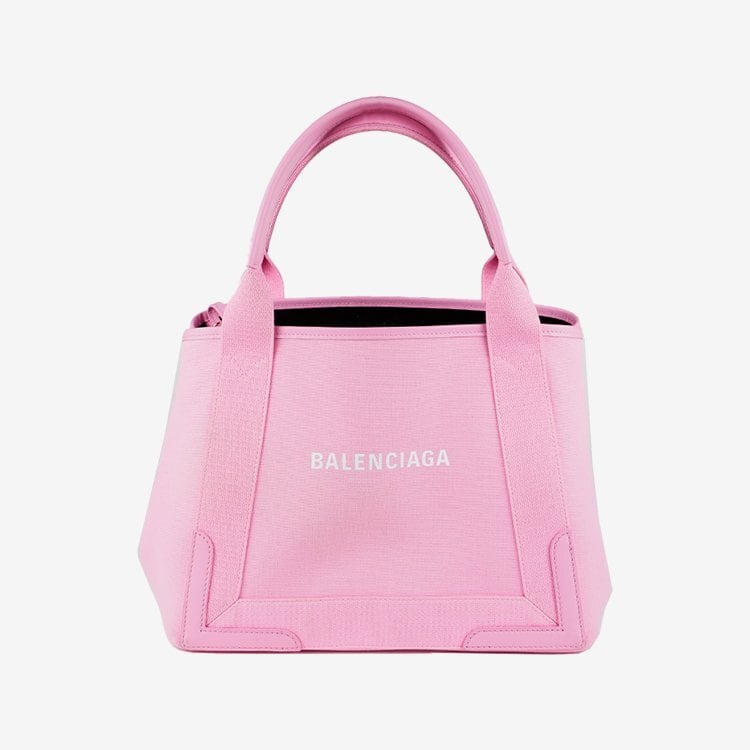 並品】BALENCIAGA ネイビーカバスSトートバッグ ピンク ヴィンテージ ...