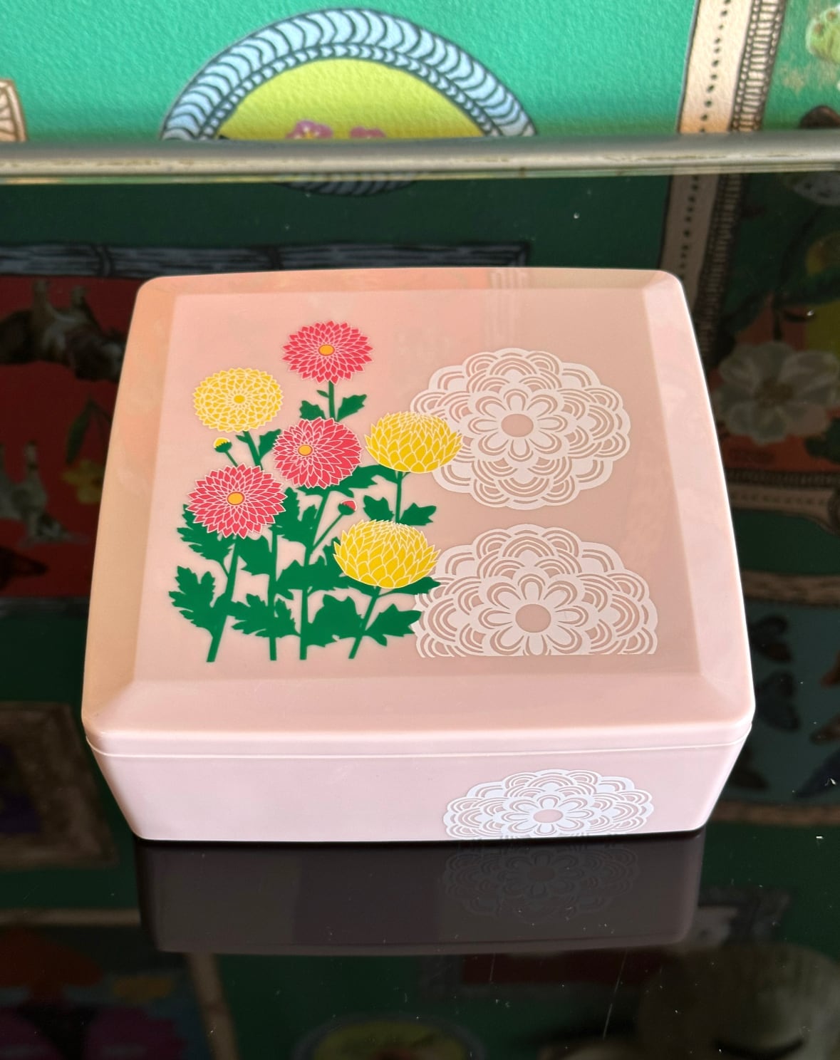 昭和レトロ 3段小物入れ 花柄重箱 入れ子 キャンプ お道具箱 レトロ