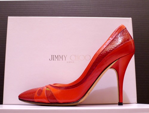 レア★美品★JIMMY CHOO ジミーチュウ 型押 ヒール パンプス 赤★