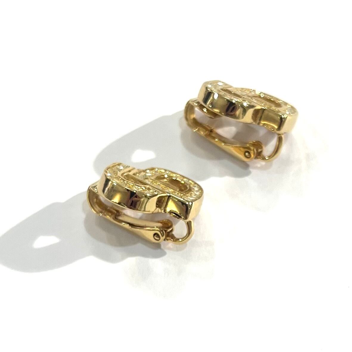 ChristianDior EARRING】 2667 DIOR CDロゴ ラインストーン