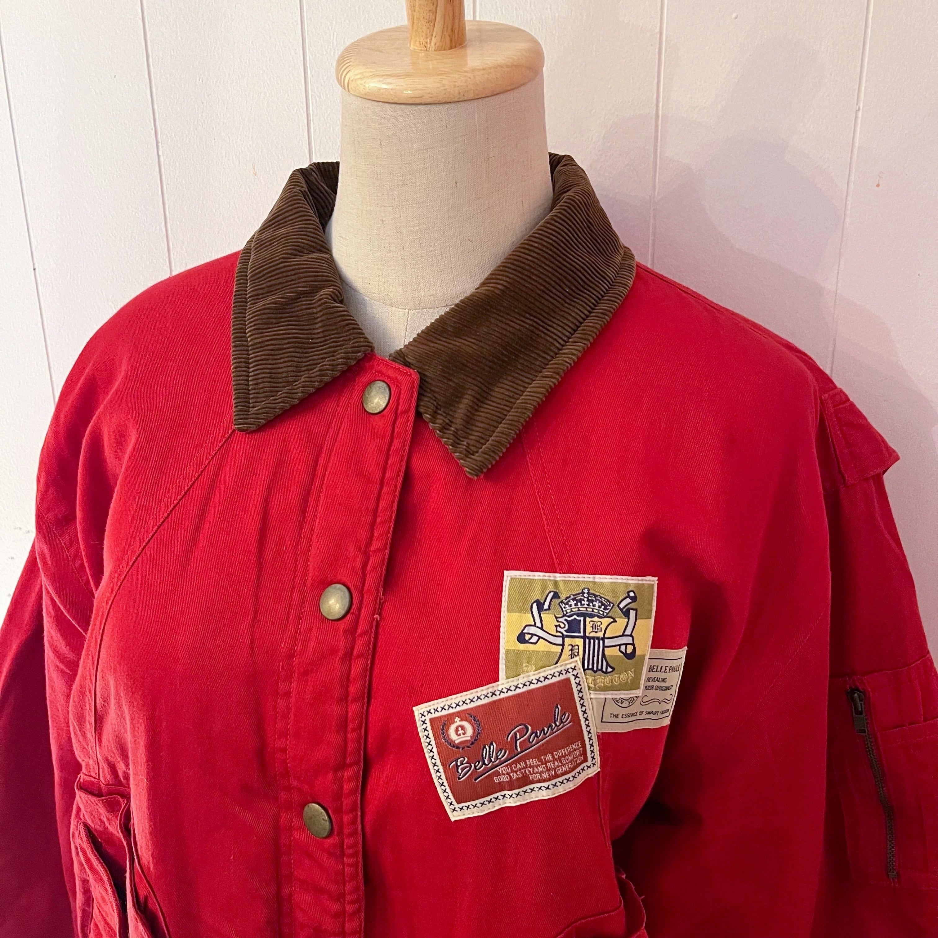corduroy collar check liner red blouson