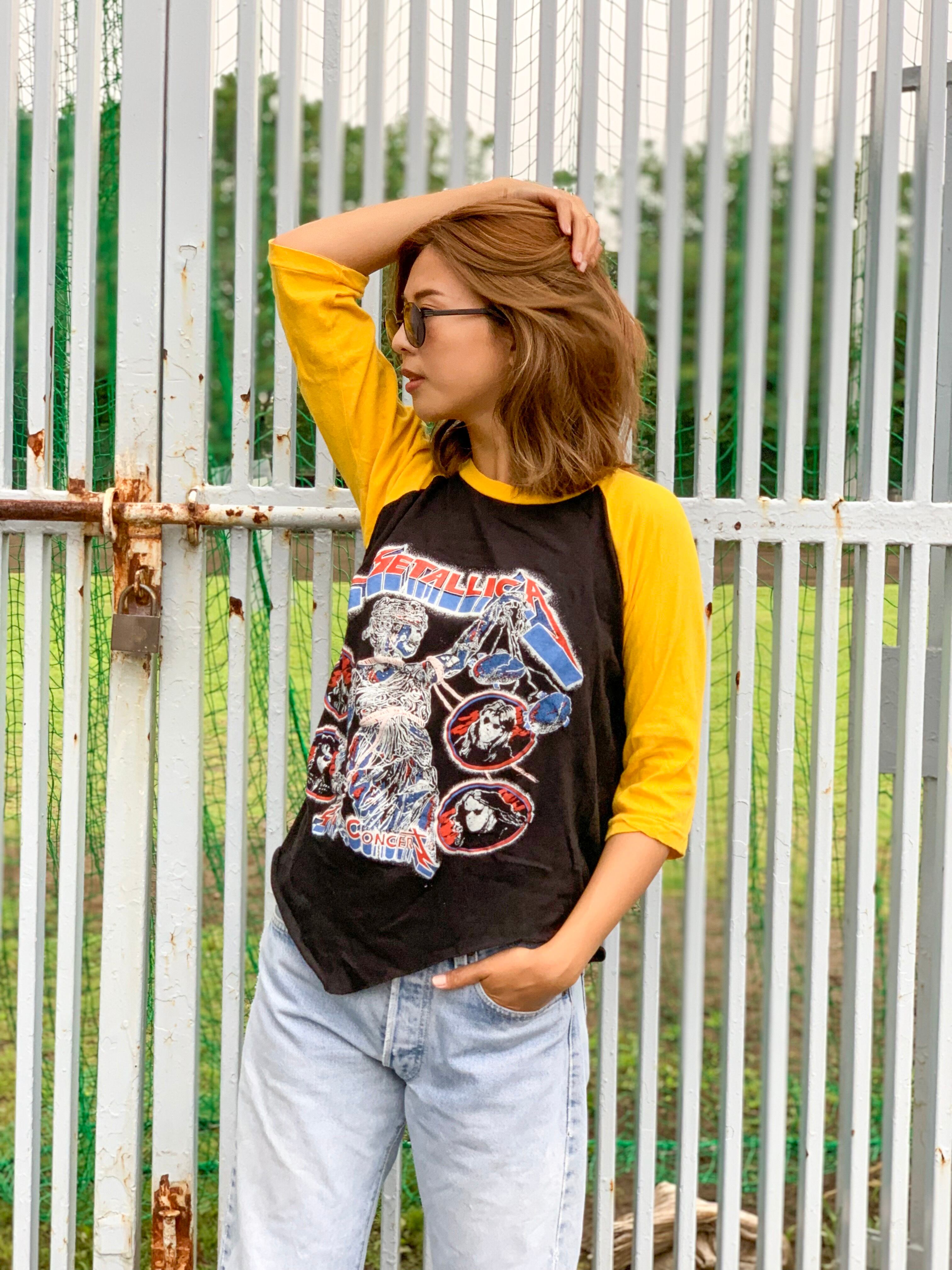 メタリカ ビンテージ ロック'パキ綿 'ラグランTシャツ | Lit Vintage