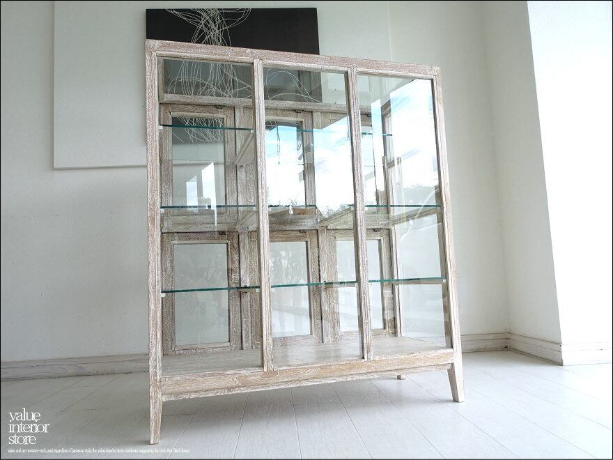 M様 御予約商品」チーク無垢材 ガラスパンケース6枚扉WW ショーケース