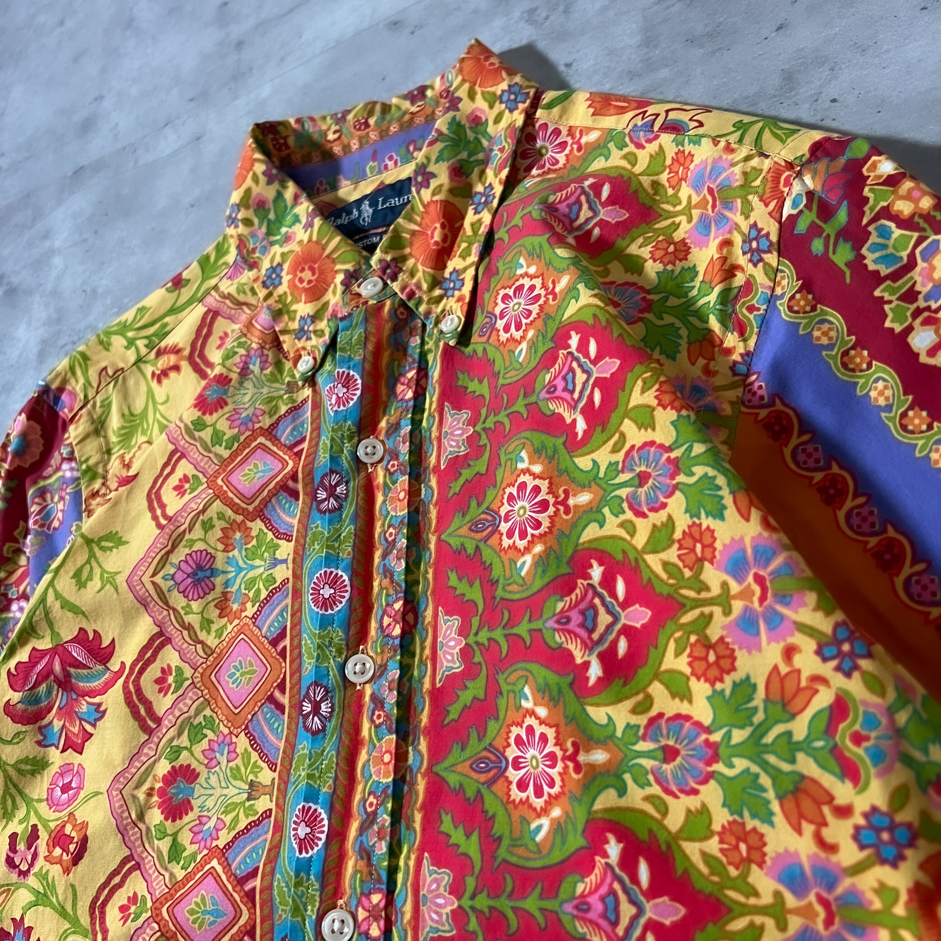 90s “Ralph Lauren” flower whole pattern B.D. shirt 90年代 ラルフ ...