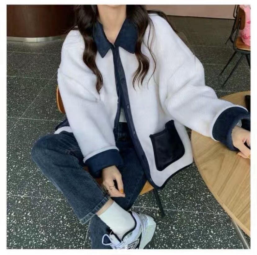 配色ボアジャケット　AJ33167-5106