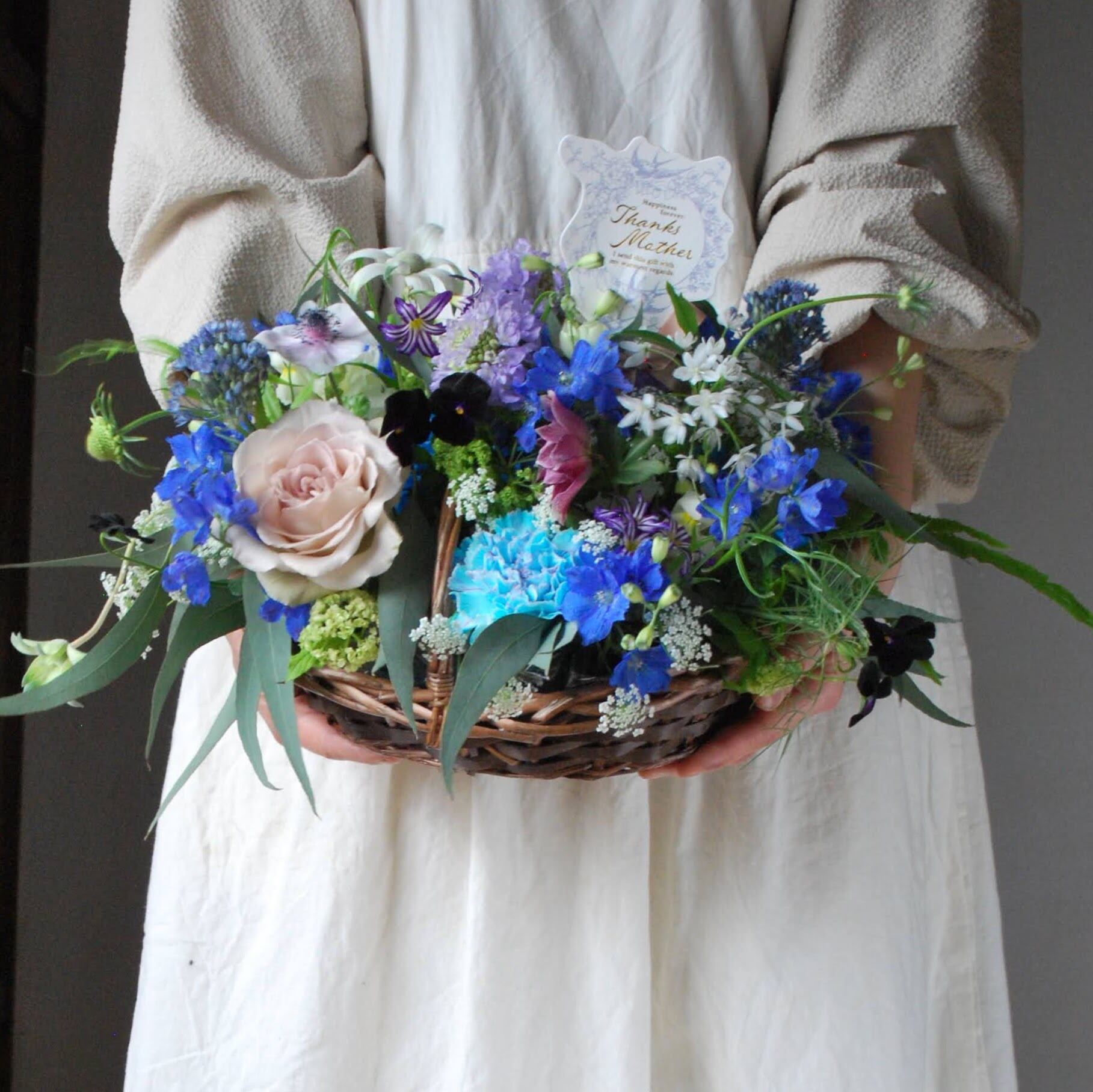 <店頭お渡しご希望用> Thank you! mother うるわしの庭バスケットフラワー