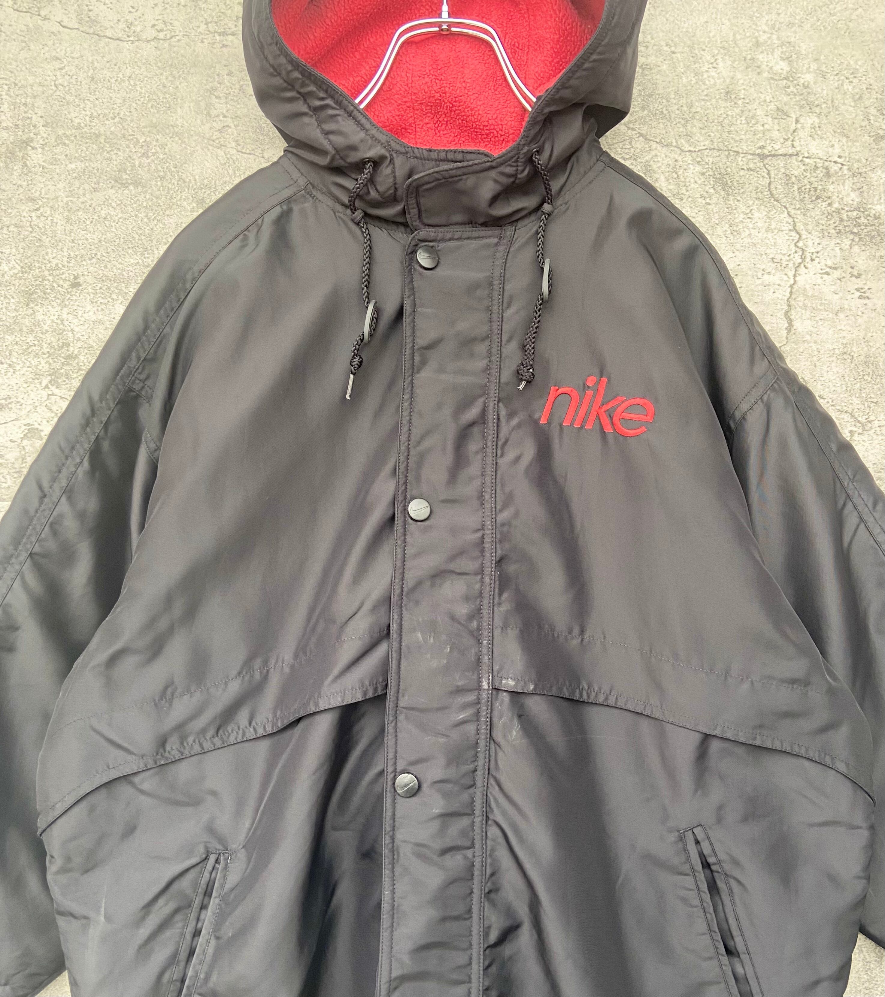 vintage 90s NIKE/ナイキ ショートコート 黒 背面スウォッシュロゴ 裏起毛