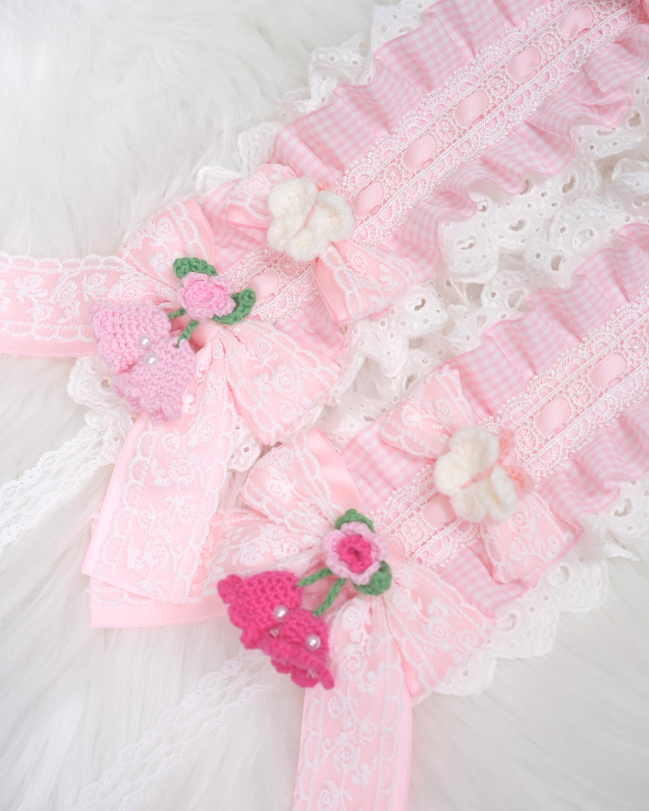 ♡【Sayakadoll original】【受注生産】ピンクギンガムチェック メルヘンすずらんヘッドドレス pink ♡