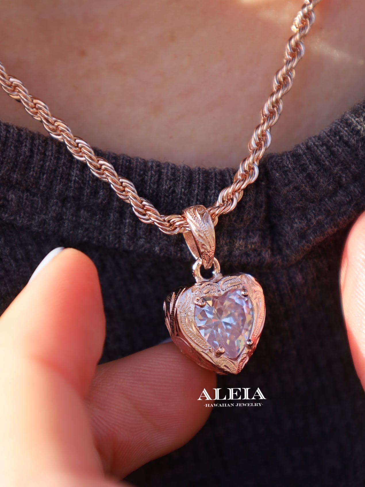 Heart Zirconia Necklace [316L] ハワイアンジュエリー | ALEIA