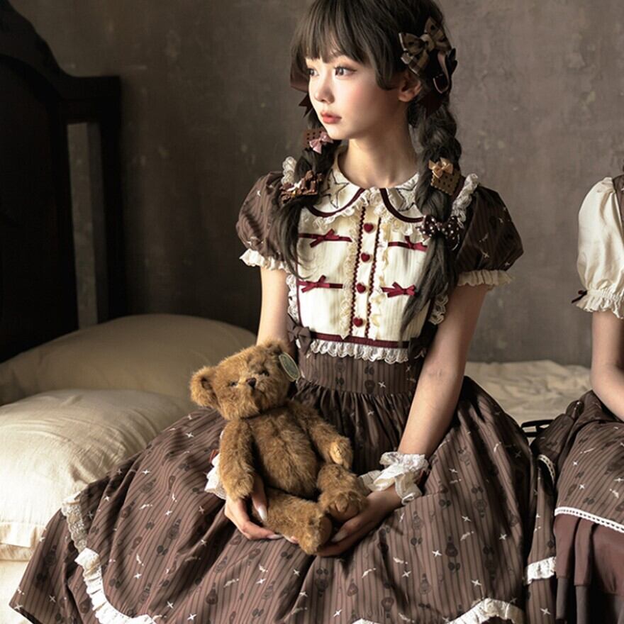 クラロリ ワンピース ロング丈×ハイウエスト×リボン チョコ｜WithU