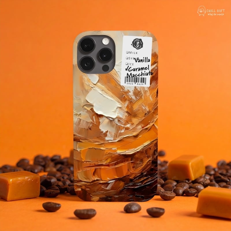 手のひらの中の絵画展~キャラメルマキ“アート”~ スマホケース iPhone Android 全面印刷 カフェメニュー カフェドリンク コーヒー