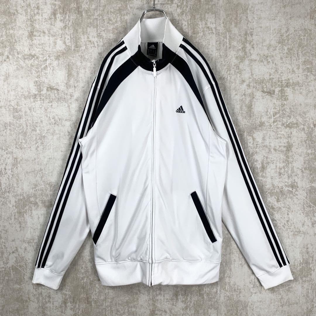 【希少】ビッグサイズ4L 白×黒　adidas トラックジャケット　ジャージ