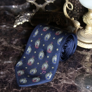 RETRO VINTAGE mila schon PATTERNED DESIGN SILK TIE/レトロ古着ミラショーン柄デザインシルクネクタイ