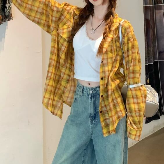 オーバーサイズチェックシャツ 00194