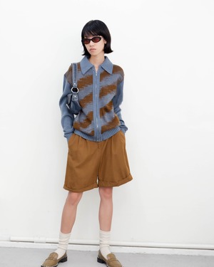 1960-70s Sears - abstract knitted zip-up jacket