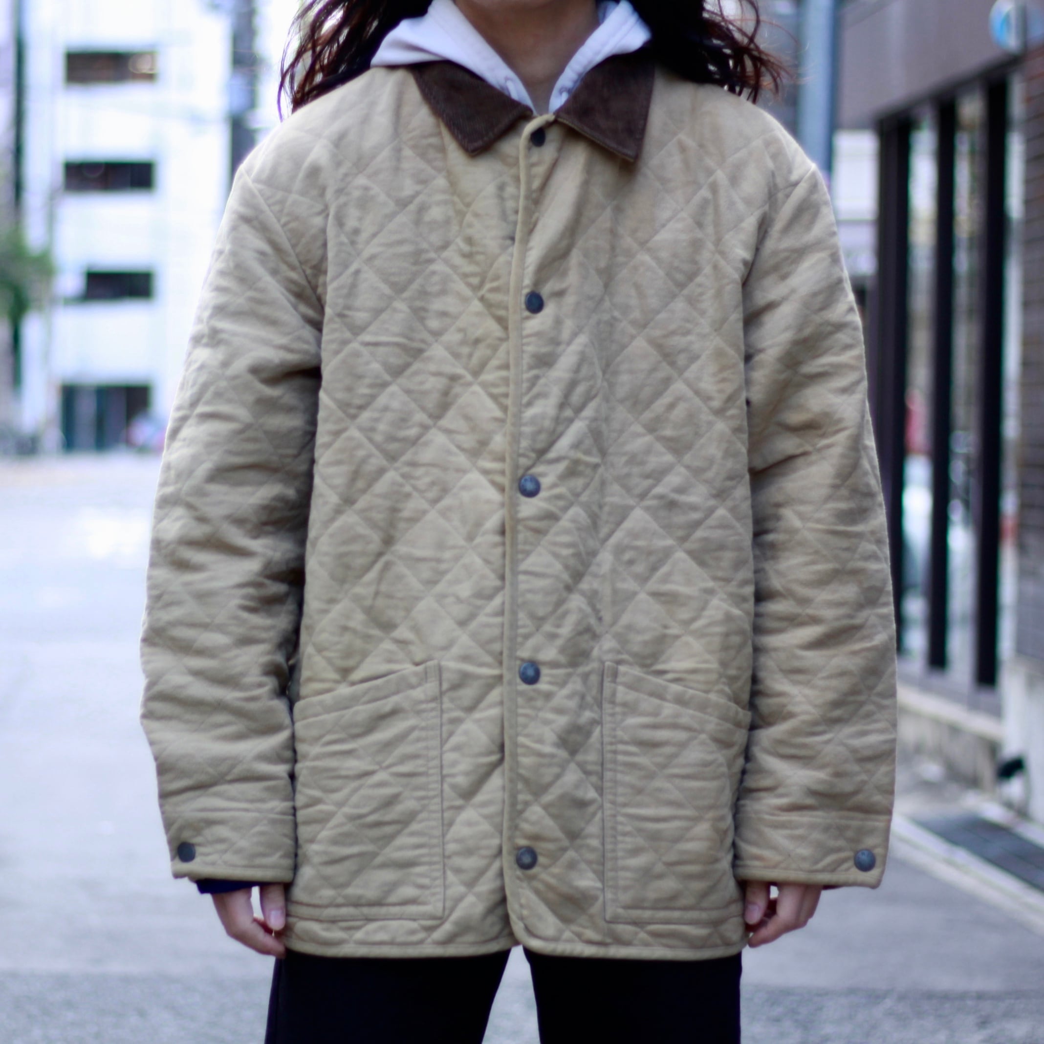 0842. 1990's polo by ralph lauren quilting jacket ベージュ