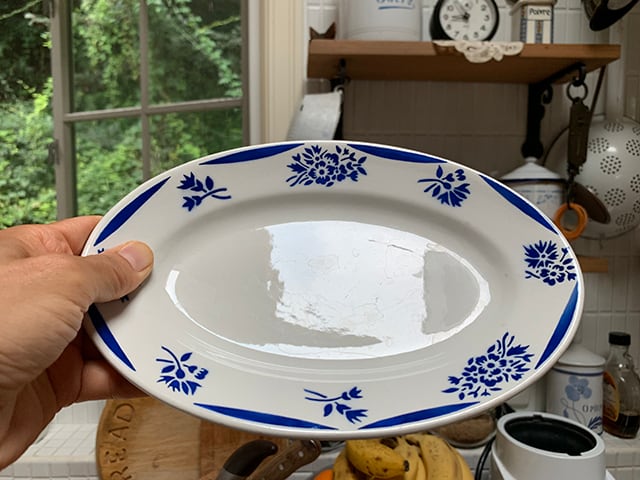 フランスアンティークヴィンテージリュネヴィルブループレートジュイ柄