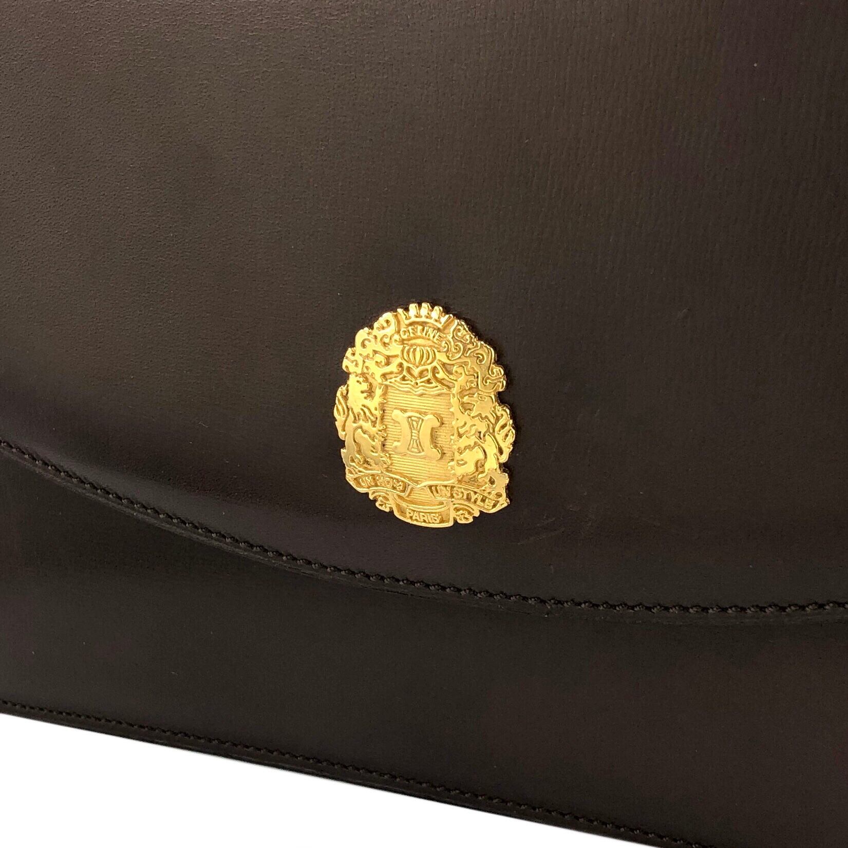 CELINE セリーヌ エンブレム ブラゾン レザー チェーン ショルダー