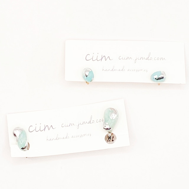 ciim petit pierce/earring 　(天然石グリーン) silver