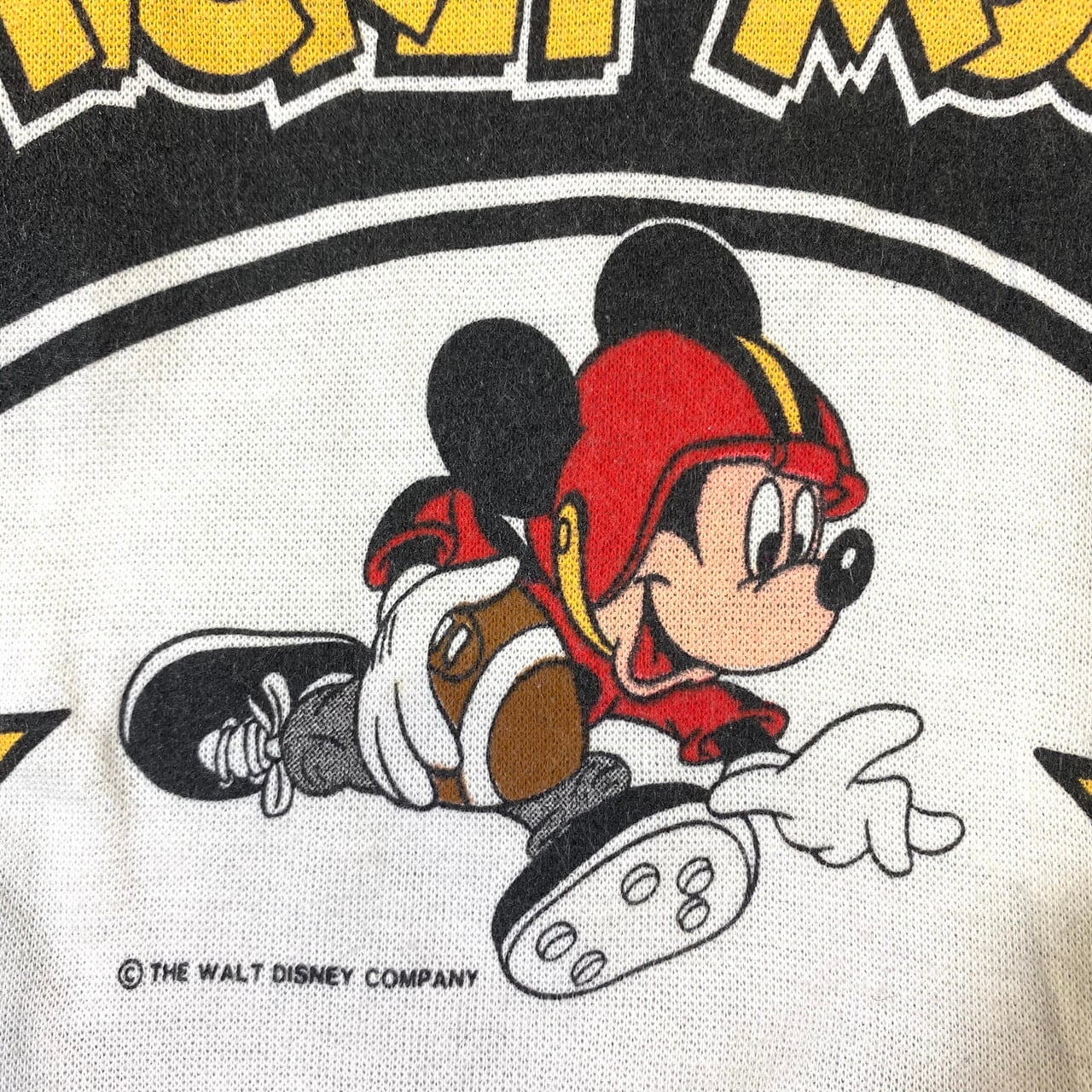 80s　MICKEY＆CO　ビンテージ　ハーフジップスウェット　ディズニー　本革