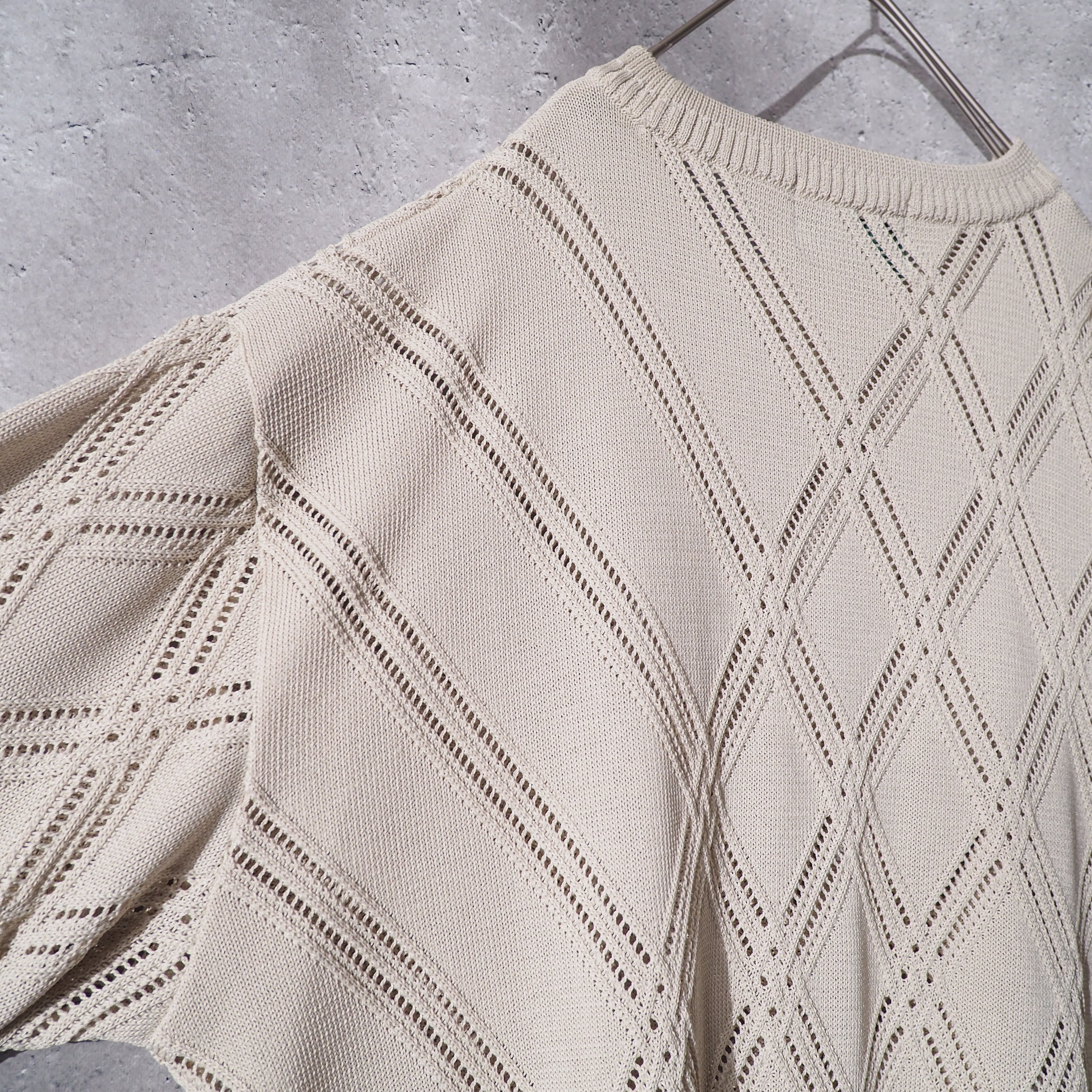 1990s Switching Mesh Embossed Vintage Loose Knit