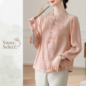 ジャカード織り　上品チャイナブラウス　2カラー　YS00085