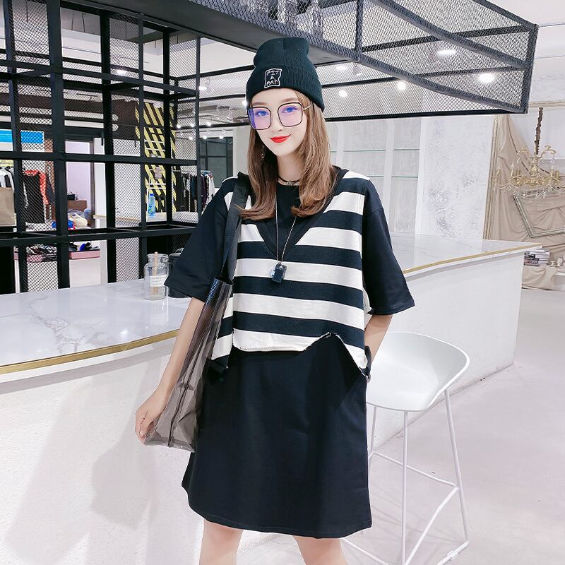 2020新しい女性のプラスサイズの脂肪mmカバー腹痩身ドレスベストライト成熟したスタイルのツーピーススーツ秋 ミックスインファッション73664105597