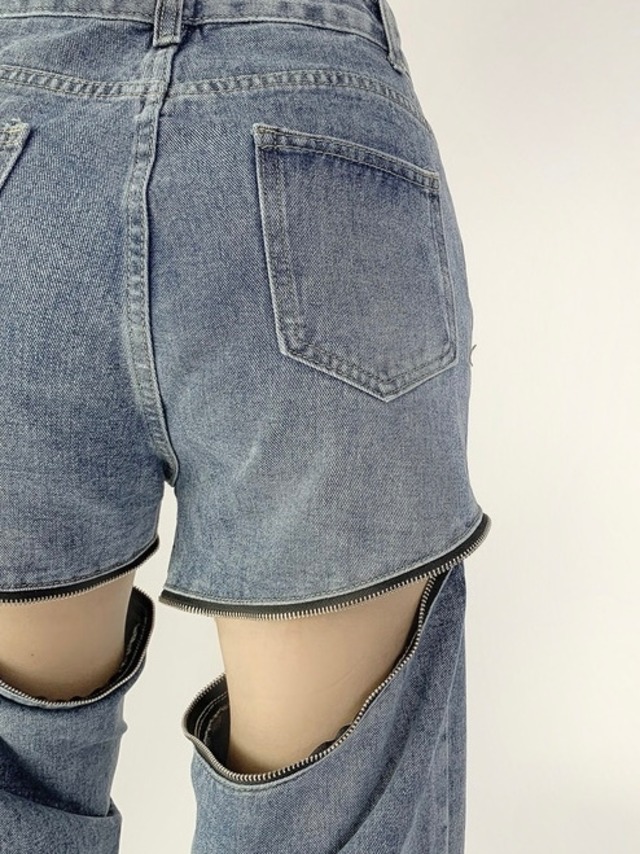 2way zipper denim pants