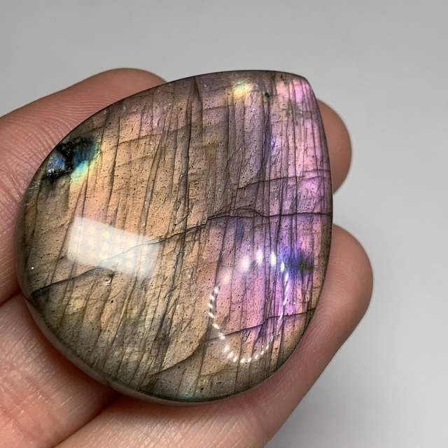 N.7.大型✩ピンク×パープル×オレンジシラーラブラドライトルース・しずく型