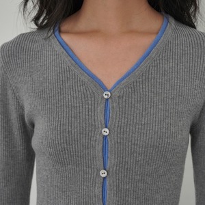 color block v-neck knit cardigan J00095