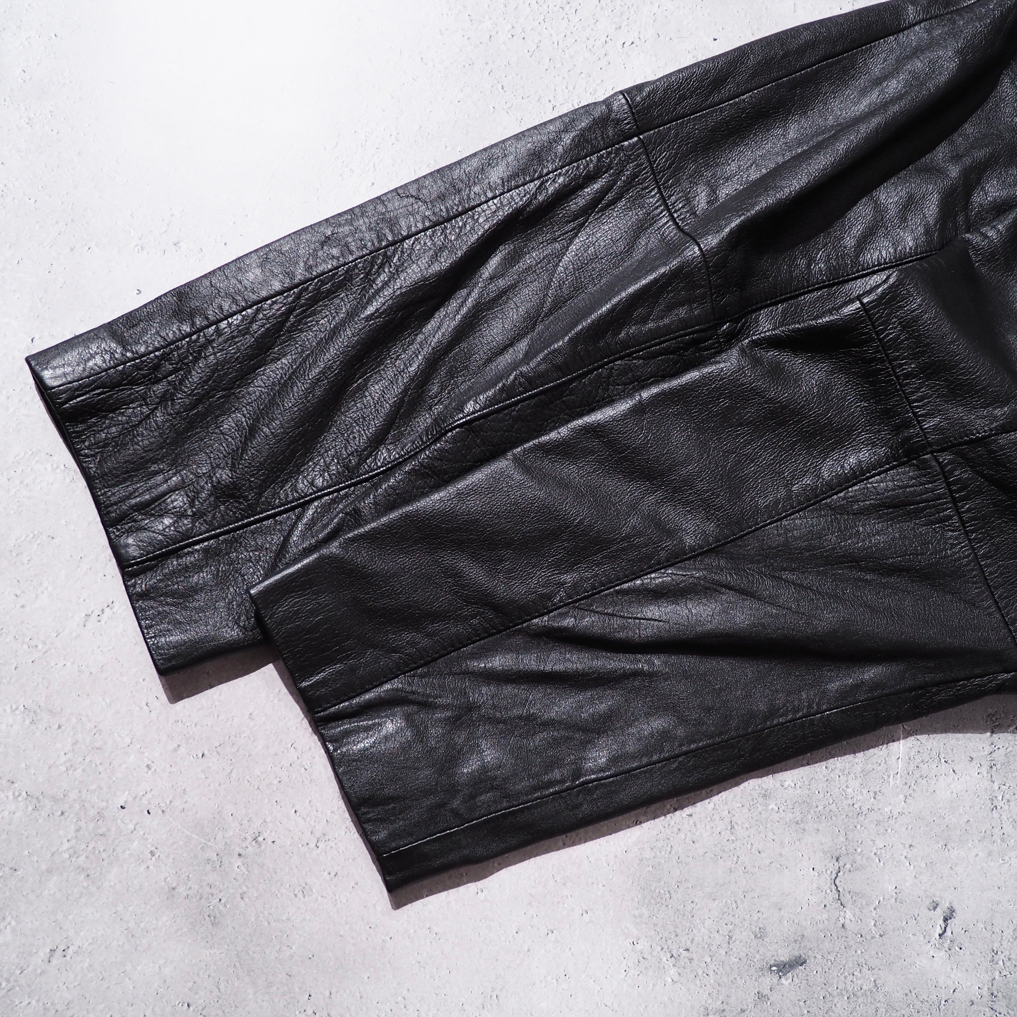 1980 - 90s Black mode Dolman sleeve vintage long leather coat