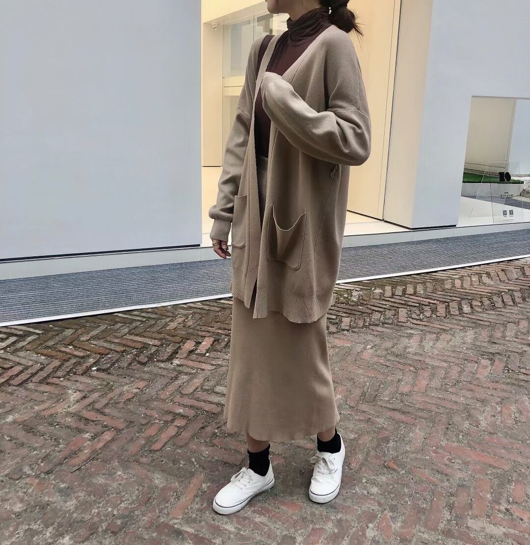 ガウンカーデ＋タイトスカート ニットセットアップ　AJ1050-6092