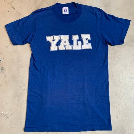 70s 80s YALE カレッジ プリント チョコチン リンガー Tシャツ M