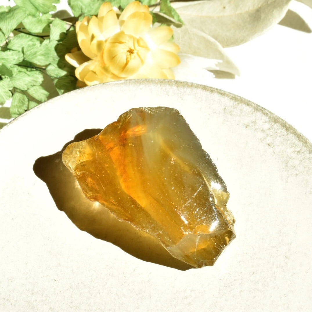 インドネシア産アンダラクリスタル原石 マーブルマスタードイエローB EBIA Crystal