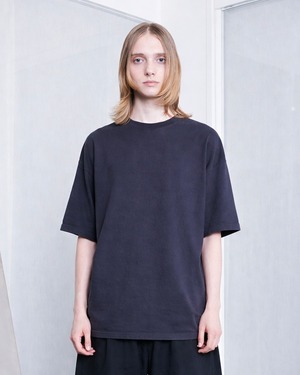 VOAAOV EAVY JERSEY GARMENT DYE Oversize T-Shirt NAVY