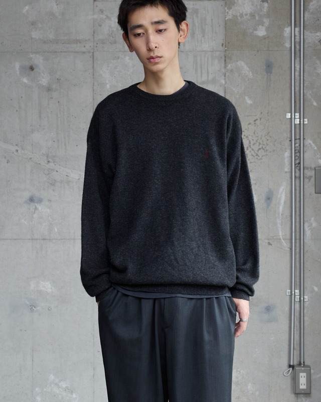 "Yves Saint Laurent" wool knitted sweater / charcoal / Made In SPAIN